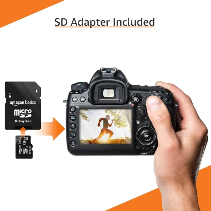 Amazon Basics Micro SDXC Memory Card with Full Size Adapter, A2, U3, Read Speed up to 100 MB/s, 128 GB, Black - Image 6