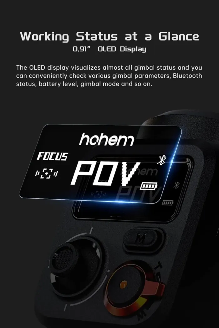 Hohem iSteady M6 Gimbal Stabilizer for Smartphone, 3-Axis Cell Phone Stabilizer Built-in OLED Display 400g Payload Reverse Charging Android and iPhone Gimbal with Inception Motion Timelapse - Image 3