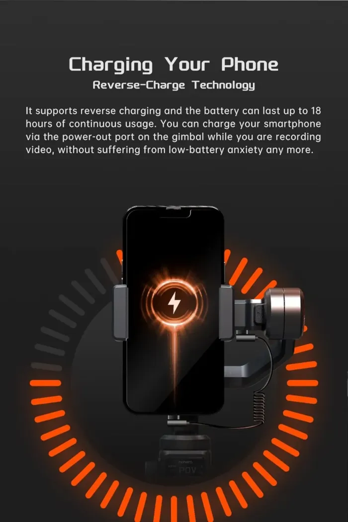 Hohem iSteady M6 Gimbal Stabilizer for Smartphone, 3-Axis Cell Phone Stabilizer Built-in OLED Display 400g Payload Reverse Charging Android and iPhone Gimbal with Inception Motion Timelapse - Image 6