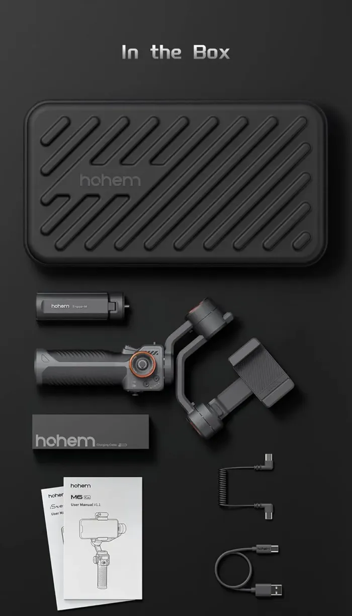 Hohem iSteady M6 Gimbal Stabilizer for Smartphone, 3-Axis Cell Phone Stabilizer Built-in OLED Display 400g Payload Reverse Charging Android and iPhone Gimbal with Inception Motion Timelapse - Image 7