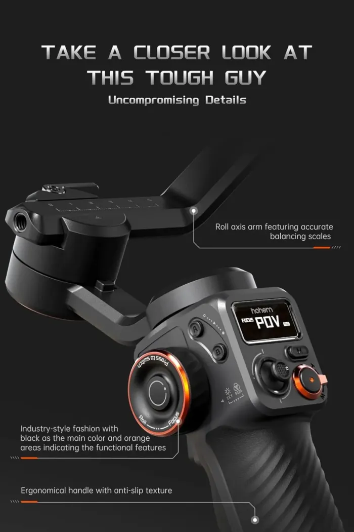 Hohem iSteady M6 Gimbal Stabilizer for Smartphone, 3-Axis Cell Phone Stabilizer Built-in OLED Display 400g Payload Reverse Charging Android and iPhone Gimbal with Inception Motion Timelapse - Image 8