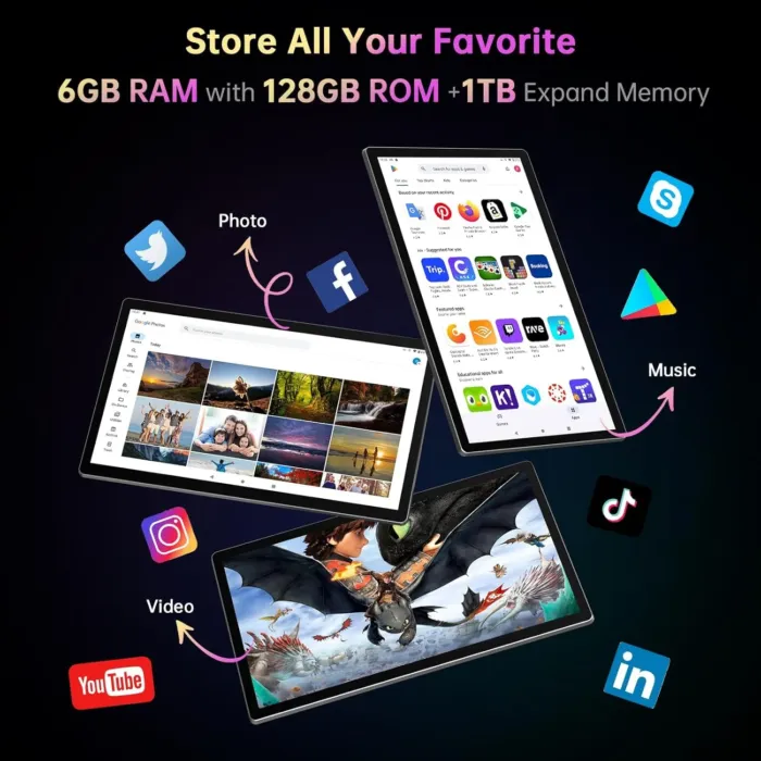 MESWAO 15.6 Inch Tablet 2025 Android 14 Large Tablets Upgraded FHD IPS Display, Helio G99 Octa-Core CPU, 6GB RAM+128GB+1TB Expandable, Wi-Fi 5, 12000mAh All-Day Battery Life, 5MP+32MP Dual Camera - Image 4