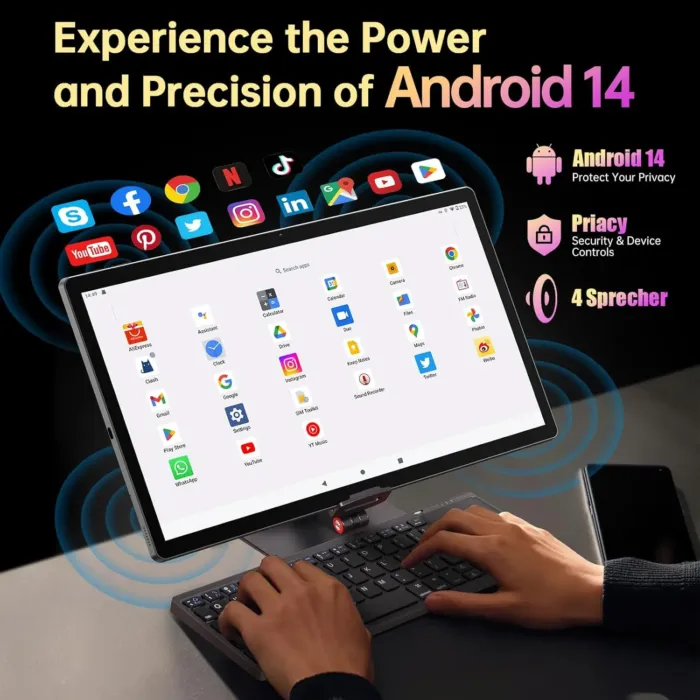 MESWAO 15.6 Inch Tablet 2025 Android 14 Large Tablets Upgraded FHD IPS Display, Helio G99 Octa-Core CPU, 6GB RAM+128GB+1TB Expandable, Wi-Fi 5, 12000mAh All-Day Battery Life, 5MP+32MP Dual Camera - Image 5