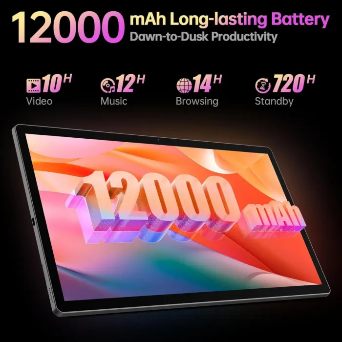 MESWAO 15.6 Inch Tablet 2025 Android 14 Large Tablets Upgraded FHD IPS Display, Helio G99 Octa-Core CPU, 6GB RAM+128GB+1TB Expandable, Wi-Fi 5, 12000mAh All-Day Battery Life, 5MP+32MP Dual Camera - Image 6