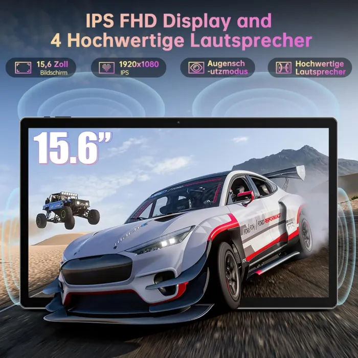 MESWAO 15.6 Inch Tablet 2025 Android 14 Large Tablets Upgraded FHD IPS Display, Helio G99 Octa-Core CPU, 6GB RAM+128GB+1TB Expandable, Wi-Fi 5, 12000mAh All-Day Battery Life, 5MP+32MP Dual Camera - Image 9