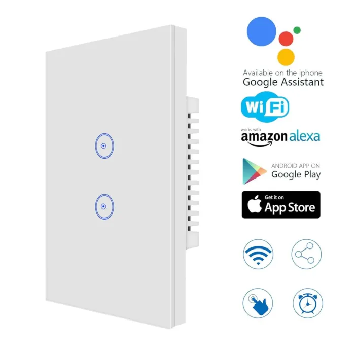 Jinvoo WiFi Smart Wall Touch Light Switch, Smart Phone Remote Control, Compatible with iOS and Android, with Alexa Echo and Home Assistant (2gang) - Image 3