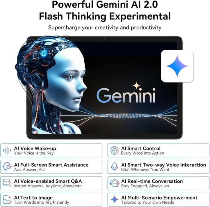 Tablet 2025 Latest Android 15 Tablets with 10.1 Inch Incell Display, 24GB RAM 256GB ROM /2TB TF, Gemini AI, T606 Octa-Core+8MP Camera, 5000mAh, Widevine L1, 2 in 1 Tablets with Keyboard Mouse Stylus - Image 4