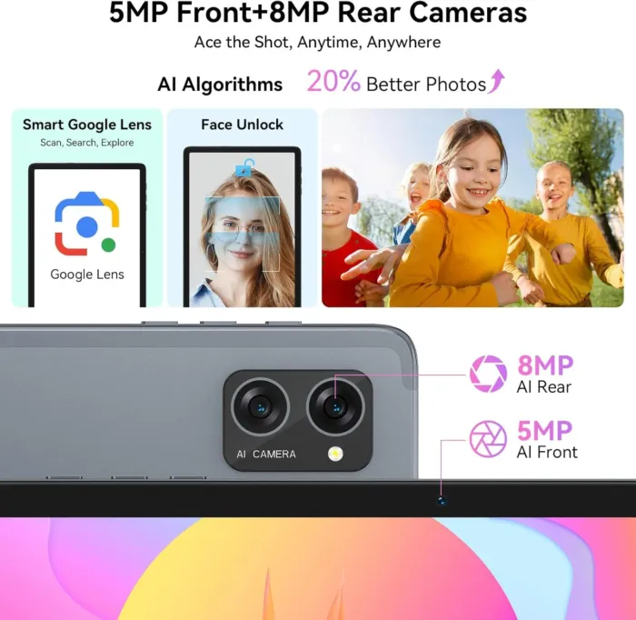 Tablet 2025 Latest Android 15 Tablets with 10.1 Inch Incell Display, 24GB RAM 256GB ROM /2TB TF, Gemini AI, T606 Octa-Core+8MP Camera, 5000mAh, Widevine L1, 2 in 1 Tablets with Keyboard Mouse Stylus - Image 9