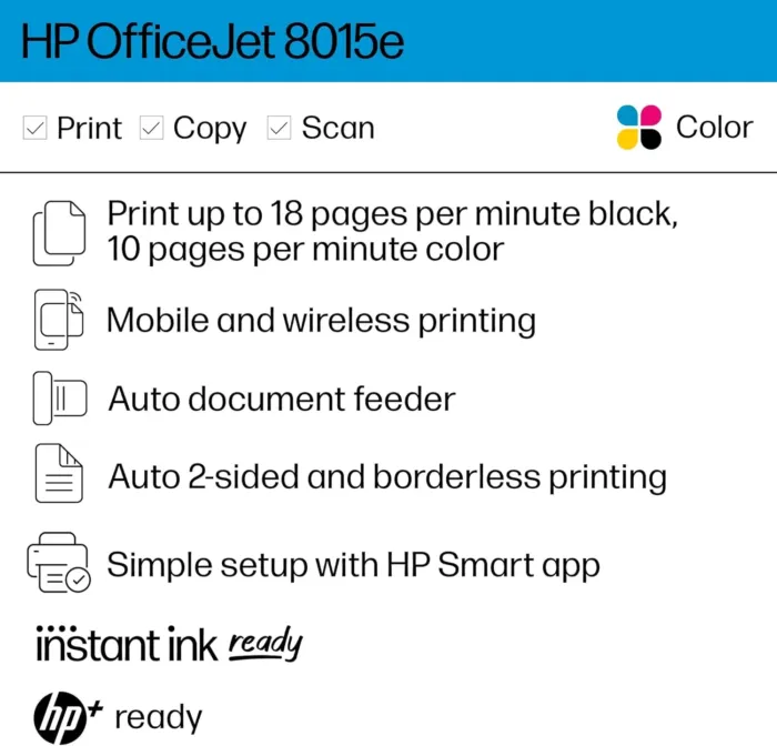HP OfficeJet 8015e Wireless Color All-in-One Printer, 6 months of Instant Ink included - Image 3