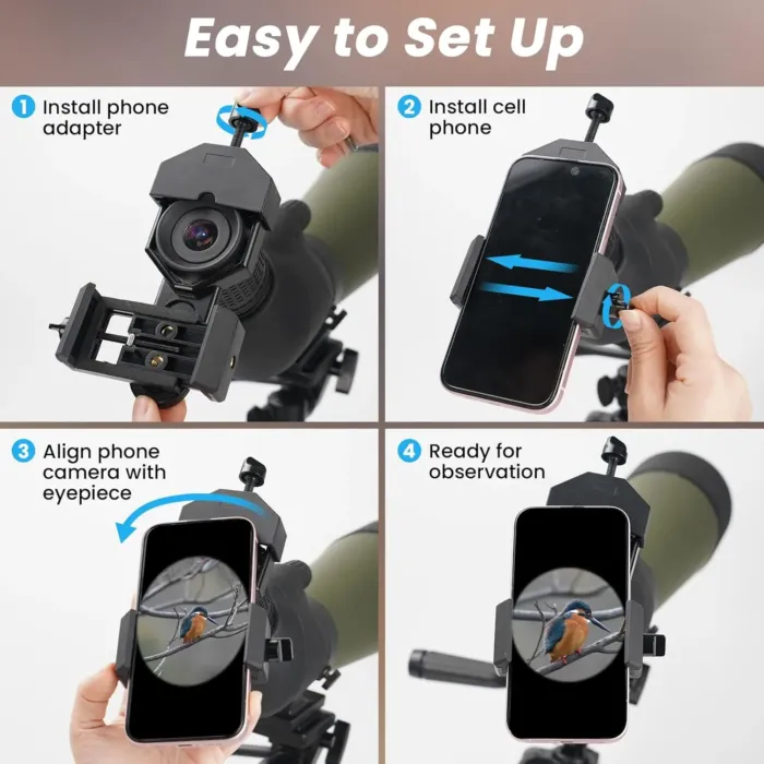 GOSKY Smartphone Adapter Mount Regular Size - Compatible with Binoculars, Monoculars, Spotting Scopes, Telescope, Microscopes Fits almost all Smartphones on the Market Record Nature and The World - Image 5
