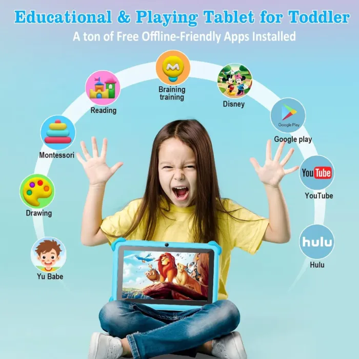 Kids Tablet, 7 inch Tablet for Kids, 32GB Toddler Tablets with Case Included, Parental Control, Dual Camera, GMS, WiFi (Blue) - Image 3