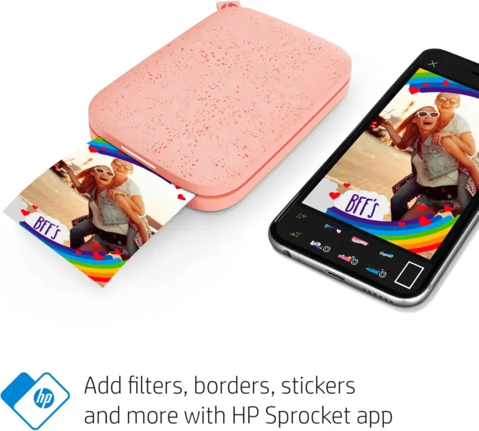 HP Sprocket 2x3" Instant Smartphone Photo Printer - Portable Color Wireless Mobile Printer - Zink Sticky-Back Photos - Print from Compatible iOS & Android Devices with Bluetooth w/Fun App - Pink - Image 4