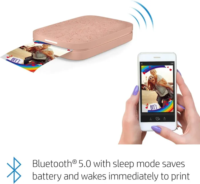 HP Sprocket 2x3" Instant Smartphone Photo Printer - Portable Color Wireless Mobile Printer - Zink Sticky-Back Photos - Print from Compatible iOS & Android Devices with Bluetooth w/Fun App - Pink - Image 5