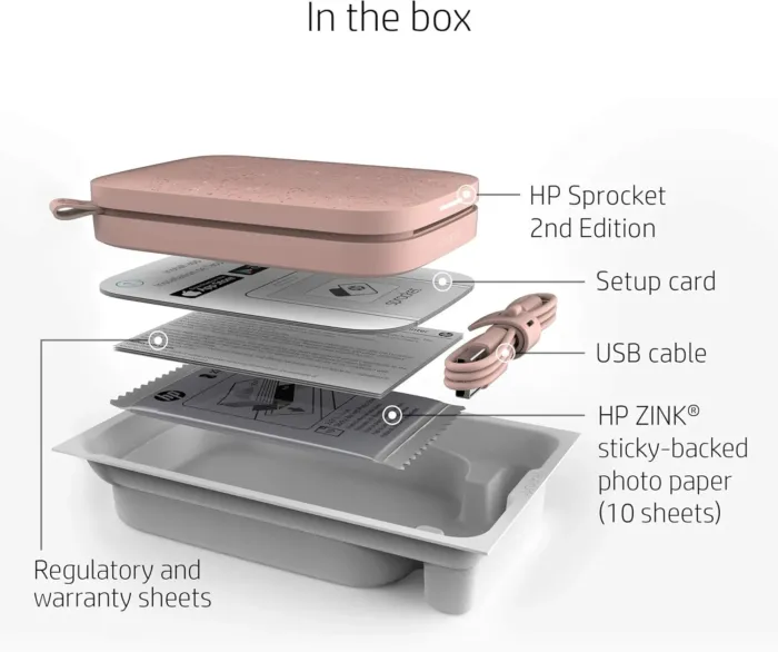 HP Sprocket 2x3" Instant Smartphone Photo Printer - Portable Color Wireless Mobile Printer - Zink Sticky-Back Photos - Print from Compatible iOS & Android Devices with Bluetooth w/Fun App - Pink - Image 7