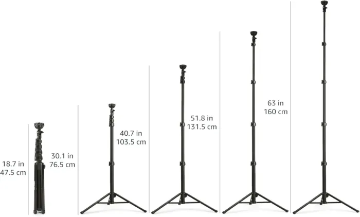Amazon Basics 64-inch Extendable Tripod for iPhones and Smartphones, Selfie Stick Mode and Phone Tripod Mode, Black - Image 3