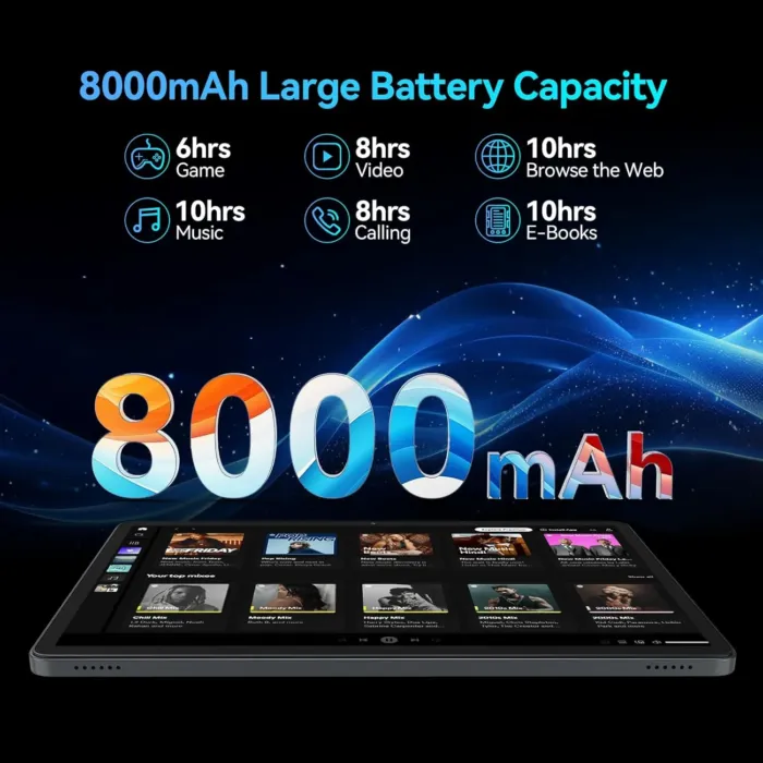 Android 14 Tablet 2025 Latest 11 Inch Tablets, 128GB+16(8+8 Expand)GB/512GB Expandable, Dual 4G Cellular with Octa-Core Processor, 2 in 1 Tablet with Keyboard, 21MP Camera/8000mAh Battery/GPS/5G WiFi - Image 6