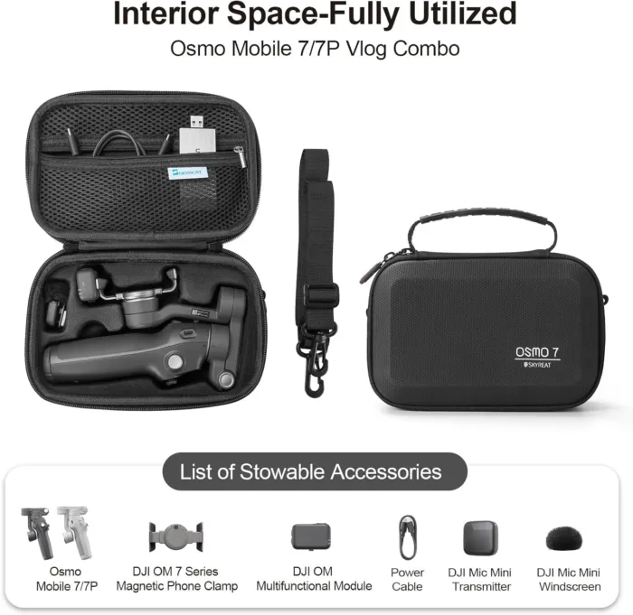 Skyreat Osmo Mobile 7P Case,PU Leather Portable Storage OM 7P Case Shoulder Bag for DJI OM 7 /7P Smartphone Gimbal Stabilizer Accessories - Image 3