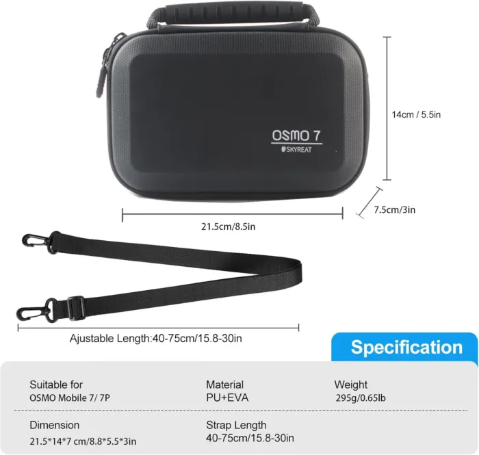 Skyreat Osmo Mobile 7P Case,PU Leather Portable Storage OM 7P Case Shoulder Bag for DJI OM 7 /7P Smartphone Gimbal Stabilizer Accessories - Image 4
