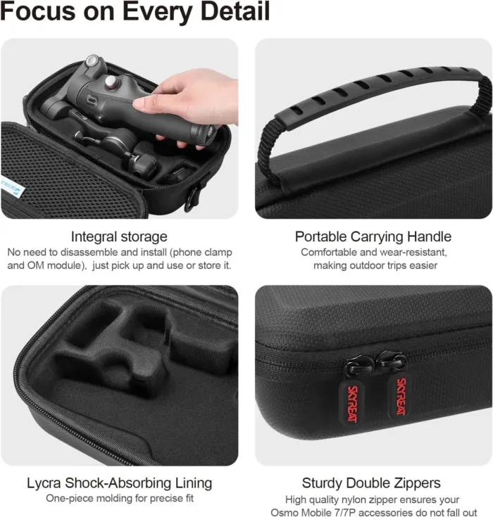 Skyreat Osmo Mobile 7P Case,PU Leather Portable Storage OM 7P Case Shoulder Bag for DJI OM 7 /7P Smartphone Gimbal Stabilizer Accessories - Image 5