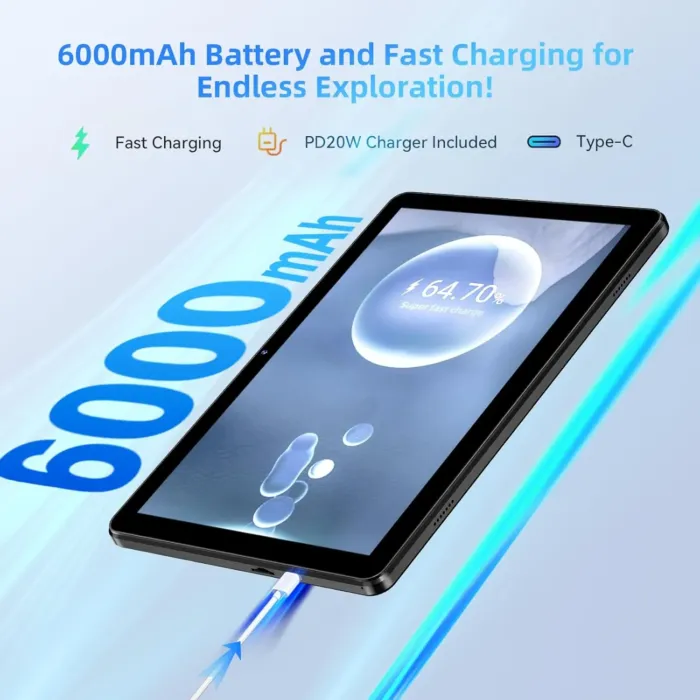 2024 New Tablet 10 inch Android 14 Tablets, 10(4+6)GB RAM+128GB ROM+1TB Expand, Octa-Core 2.0GHz, 1280 * 800 IPS Incell Display, 6000mAh, 5MP+8MP Camera, 5G+2.4G Wi-Fi/Bluetooth 5.4, Widevine L1 - Image 6