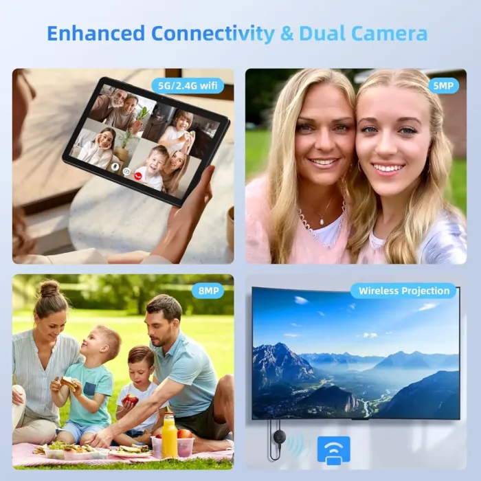 2024 New Tablet 10 inch Android 14 Tablets, 10(4+6)GB RAM+128GB ROM+1TB Expand, Octa-Core 2.0GHz, 1280 * 800 IPS Incell Display, 6000mAh, 5MP+8MP Camera, 5G+2.4G Wi-Fi/Bluetooth 5.4, Widevine L1 - Image 7