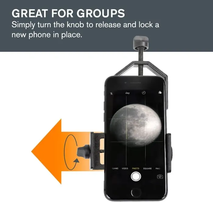 Celestron – Smartphone Photography Adapter for Telescope – Digiscoping Smartphone Adapter – Capture Photos and Video Through Your Telescope or Spotting Scope Eyepiece - Image 7