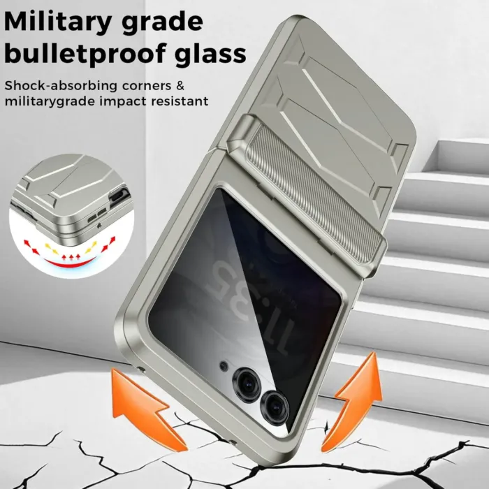 for Motorola Razr 2024/2025 Case Built-in Privacy Screen Protector&Hinge Protection Shockproof All-Inclusive Smartphone Cover Wireless Charging for Motorola Razr 2024/2025(Natural Titanium) - Image 8