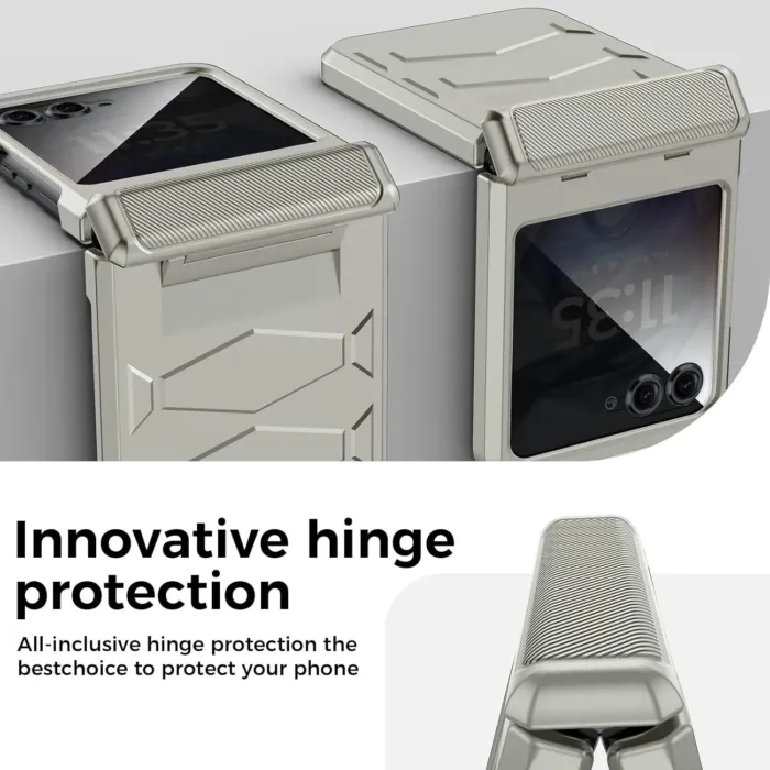 for Motorola Razr 2024/2025 Case Built-in Privacy Screen Protector&Hinge Protection Shockproof All-Inclusive Smartphone Cover Wireless Charging for Motorola Razr 2024/2025(Natural Titanium) - Image 9