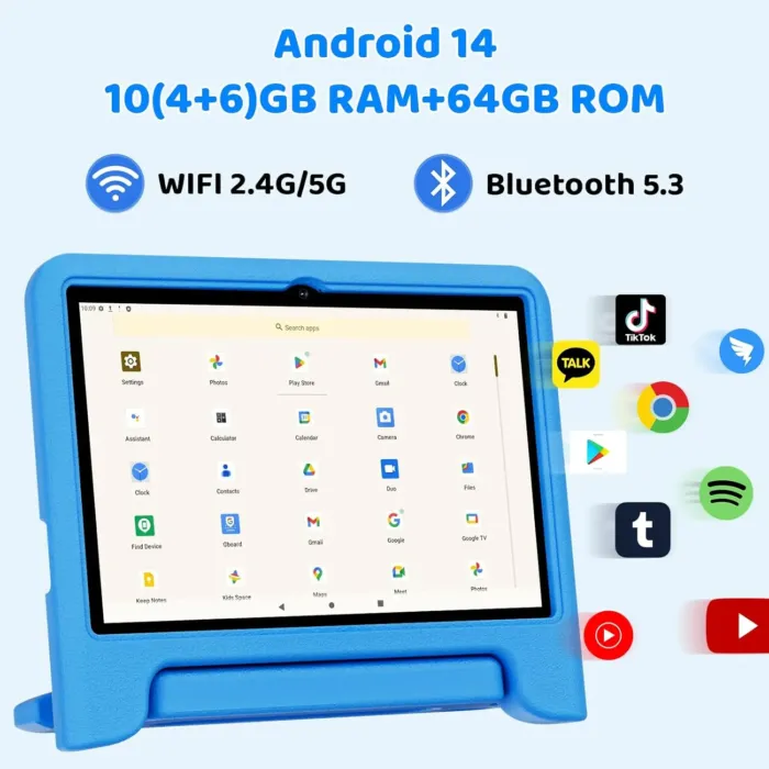2025 Kids Tablet, Octa-core, Android 14 Tablet for Kids with Case, 6000mAh Battery with Kids Space, Parental Control, Dua l WiFi6, Kids App Pre-Installed, Great Gift for Children - Image 4