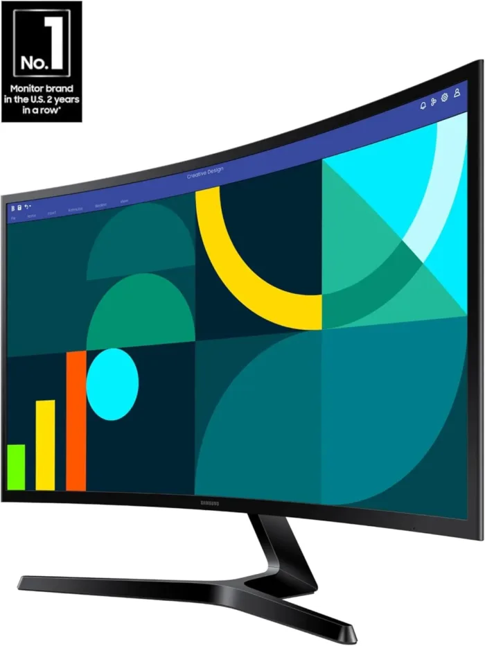 SAMSUNG 27" Essential S3 (S36GD) Series FHD 1800R Curved Computer Monitor, 100Hz, Game Mode, Advanced Eye Comfort, HDMI and D-sub Ports, LS27D366GANXZA, 2024