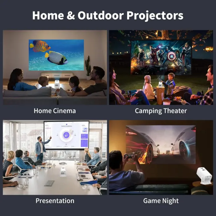 Mini Projector, Portable Projector 4K Support, Full HD 1080P Outdoor Projector, 270° Rotation Movie Projector, Max 200" Screen, Compatible with Smartphone, TV Stick, Laptop, PS4, HDMI, USB - Image 9