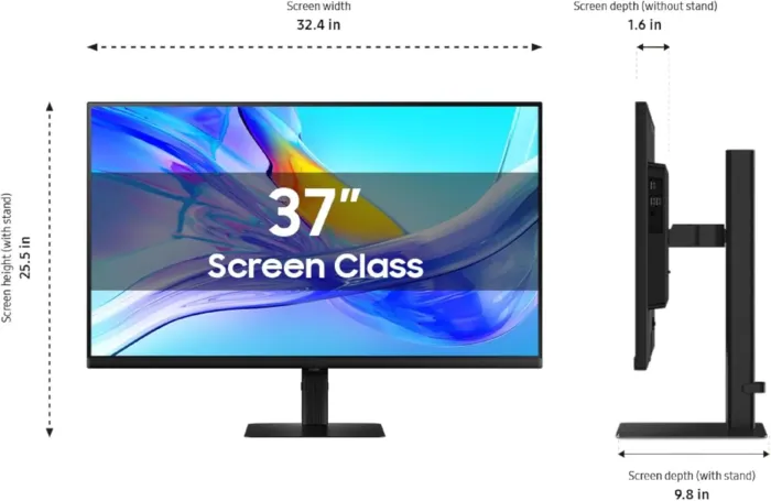 SAMSUNG 37-inch ViewFinity S8 (S80UD) 4K UHD HDR10 High Resolution Monitor, USB-C, Height Adjustable Ergonomic Stand, Built-in KVM Switch, Advanced Eye Care, LS37D800UANXZA, 2025 - Image 8