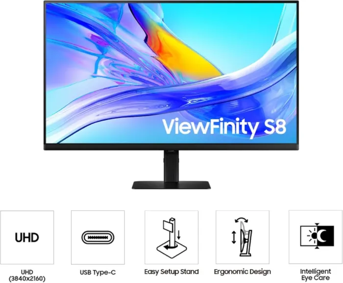 SAMSUNG 37-inch ViewFinity S8 (S80UD) 4K UHD HDR10 High Resolution Monitor, USB-C, Height Adjustable Ergonomic Stand, Built-in KVM Switch, Advanced Eye Care, LS37D800UANXZA, 2025 - Image 9