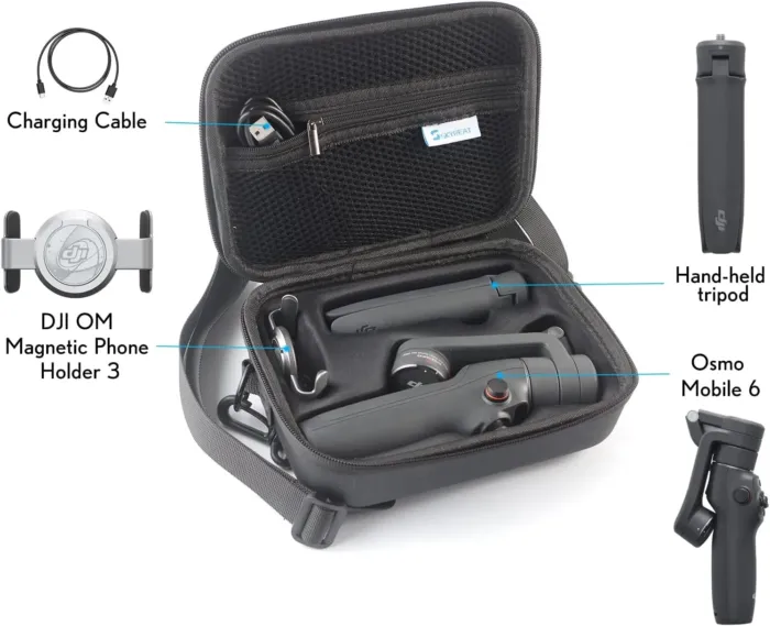 Skyreat Osmo Mobile 6 Case,PU Leather Portable Storage OM 6 Case Shoulder Bag for DJI OM 6 Smartphone Gimbal Stabilizer Accessories - Image 4