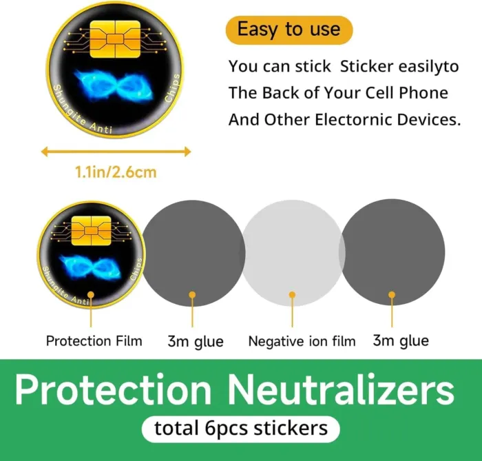 6 Pcs Cell Phone Protection Stickers Neutralizers for Smartphones, Tablets, Laptops, Computers, WiFi, TV, Monitors - All Devices - Image 3