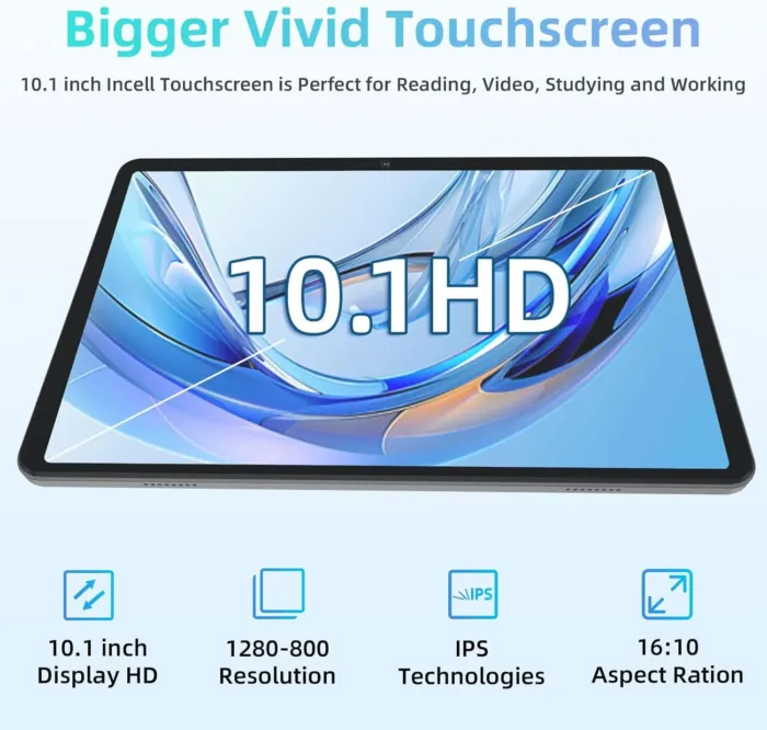Android Tablet, 10 inch Android 15 Tablet with Octa-Core Processor, 12GB RAM 64GB ROM 2TB Expand, 1280x800 HD Touchscreen, GPS, WiFi 5, Dual Camera, BT5.0, 6000mAh, Widevine L1 (Black) - Image 7