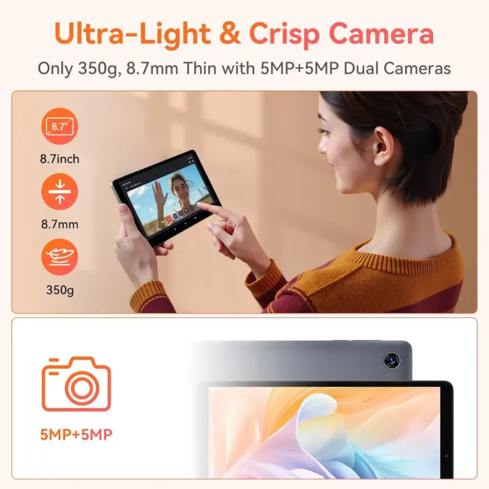 ALLDOCUBE Android 15 Tablet, 8.7" iPlay 60 Mini Tab, 90Hz Reflex, 400Nits, Octa-Core CPU, Widewine L1, Dual Speakers, 4000mAh, 4G LTE+2.4G/5G WiFi+BT 5.0, GPS, 800×1340HD, 12GB+64GB(512GB TF) - Image 9