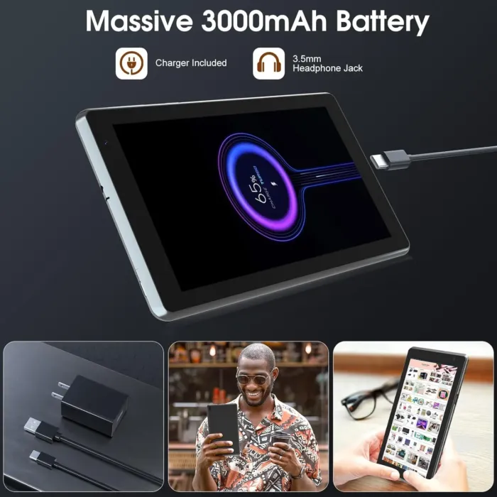 7 inch Tablet, Android 11 Tablet with, 2GB+32GB+1TB (Expand), Quad-Core, BT, Wi-Fi, Educational, Music, Dual Camera - Image 7