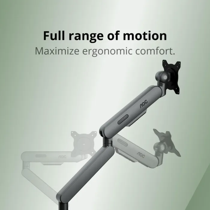 AOC AM400G Single Monitor Stand - Full Adjustable Monitor Desk Mount Swivel Vesa Bracket with C Clamp, Grommet Mounting Base for 17 to 34 Inch Computer Screens - Each Arm Holds 4.4 to 19.8lbs