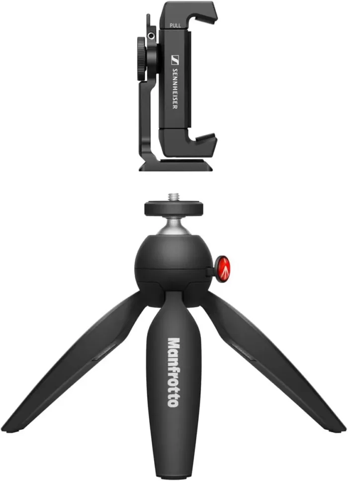 SENNHEISER Professional MKE 400 + Mobile Kit, Directional On-Camera Microphone with Smartphone Clamp & Manfrotto PIXI Mini Tripod, 509257, Auxiliary,Black - Image 5