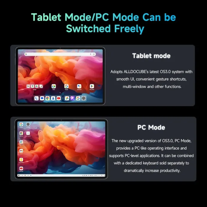 ALLDOCUBE iPlay60 Pad Pro 12.1" Tablet, 2560 * 1600 Resolution 90Hz Reflex, PC Mode, Face Recognition, Android 14 Tablet, 10000mAh, 33W Fast Charging, Widevine L1, 4 Speakers 8MP+16MP, 20GB+128GB+1TB - Image 8