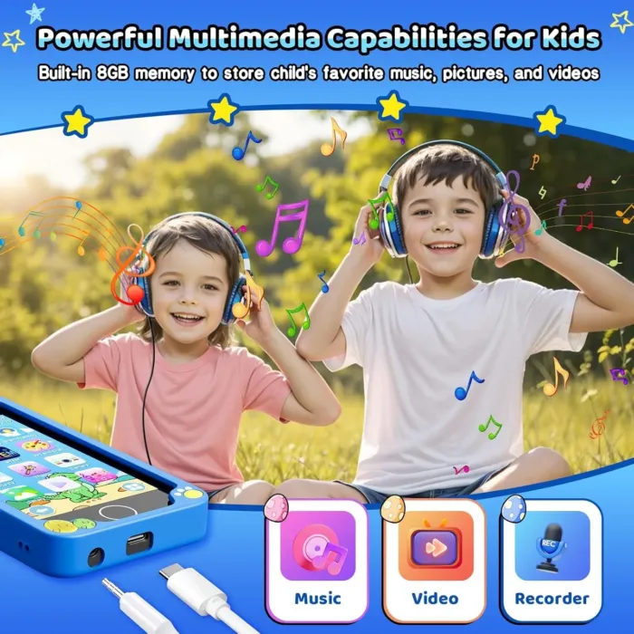 Kids Smart Phone for Boys, 4.0" Touchscreen Learning Music Puzzle-Games Toddler Phone for Kids Ages 3-9, Dual Camera，Built-in 8G SD Card Kids Phone Toy, Gifts for Kids Cell Phone Toy, Navy - Image 3