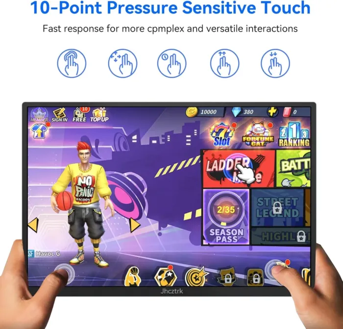 Touchscreen Portable Monitor 14 Inch IPS Slim Travel Screen FHD 1920X1200 HDR FreeSync Bezel Less USB-C Computer Monitor with Cover Stand and Speakers for Laptop PC Mac Surface PS4/5 Xbox - Image 3