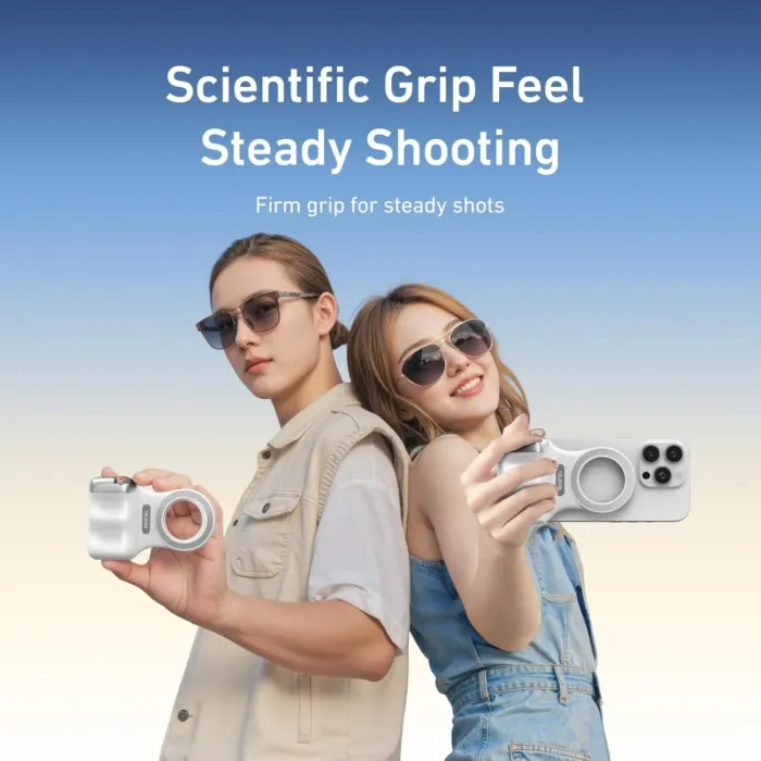 Magnetic Phone Camera Grip, Smartphone Shooting Holder Selfie Handle Snap with Wireless Shutter Button Remote for iPhone 16 15 14 13 12 Pro Max Android Cellphone Vlog Video Photography - Image 4