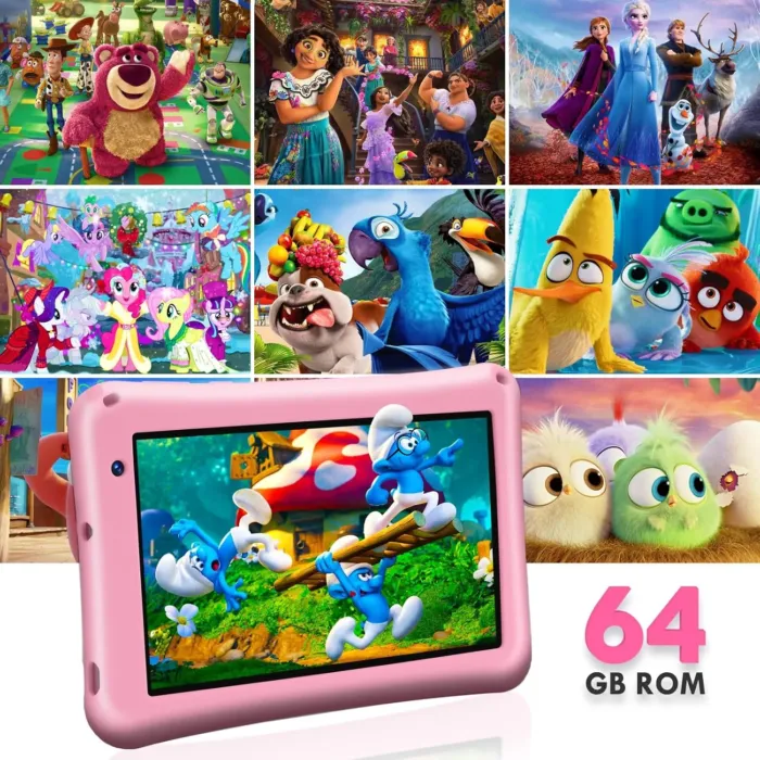Kids Tablet 7 inch, Android 13, 8GB+64GB, Octa-Core Tablets, 5800mAh, Pre-Installed Kids Software, Parental Controls, with Drop Protection Case, WiFi Tablet, Dual Cameras (Pink) - Image 4