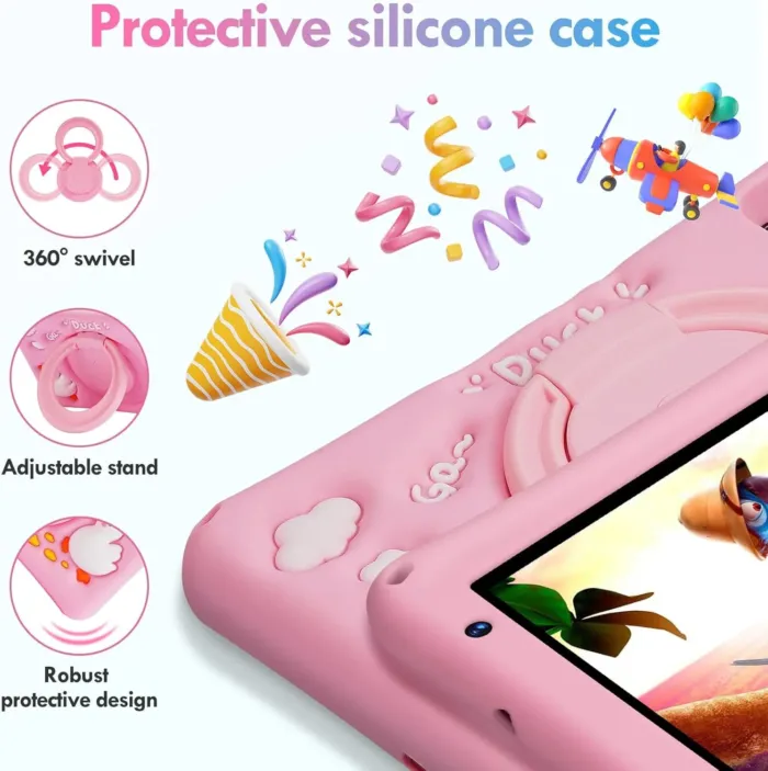 Kids Tablet 7 inch, Android 13, 8GB+64GB, Octa-Core Tablets, 5800mAh, Pre-Installed Kids Software, Parental Controls, with Drop Protection Case, WiFi Tablet, Dual Cameras (Pink) - Image 7