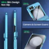 Vizvera for Samsung Galaxy Z Flip 5 Case with Hinge Cover,Built-in Kickstand Shockproof All-Inclusive Smartphone Cover Wireless Charging for Galaxy Z Flip 5(Lake Blue)