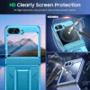 Vizvera for Samsung Galaxy Z Flip 5 Case with Hinge Cover,Built-in Kickstand Shockproof All-Inclusive Smartphone Cover Wireless Charging for Galaxy Z Flip 5(Lake Blue)