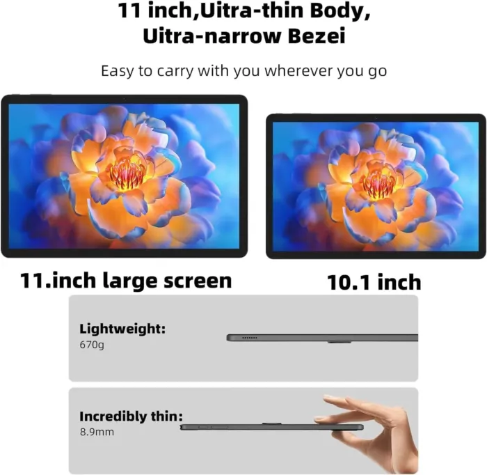 2025 Upgraded Android 14 Tablet 11inch, 12GB+128GB+512GB, Support Face Unlock,18W Fast Charging with 8000mAh Large Battery ,Dual WiFi6, Dual Camera,Octa-Core CPU, Bluetooth,HD Touchscreen Display - Image 4
