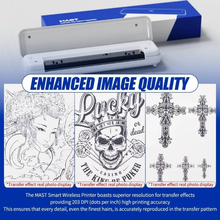 Mast Smart Wireless Tattoo Stencil Printer, Thermal Tattoo Printer for Tattoo Artists & Beginners, Compatible with Tablet,Smartphone & PC, White - Image 9